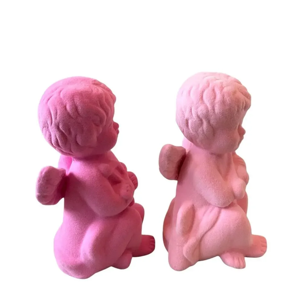 2025 Target Spritz 2pk Pink Flocked Valentines Cupid Cherub Figurines NEW